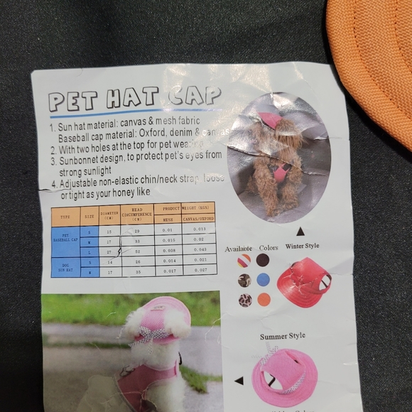 Cute NEW Tailup Orange Dog or Cat Cap~Hat~Medium~Adjustable Tie Hat - Picture 2 of 5